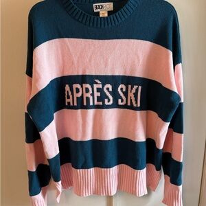 BEACH RIOT Women's Pink and Teal Striped Sweater